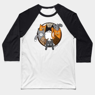 Funny Gang of Cats Illustration Baseball T-Shirt